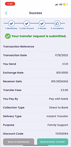Payment Confirmation on our App
